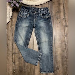 Miss Me Mid Rise Crop Medium Wash Jeans Size 25